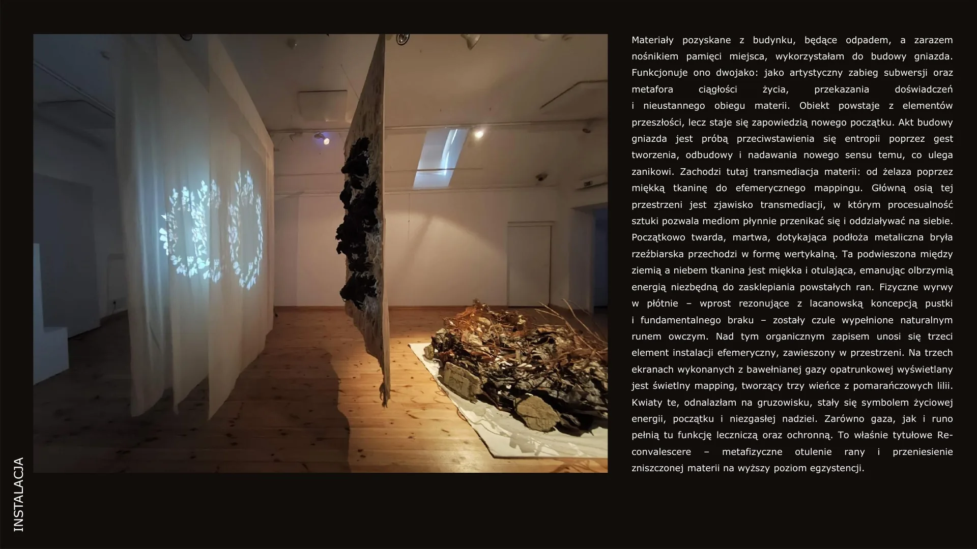 Re-convalescere — instalacja intermedialna Agaty Tusień
